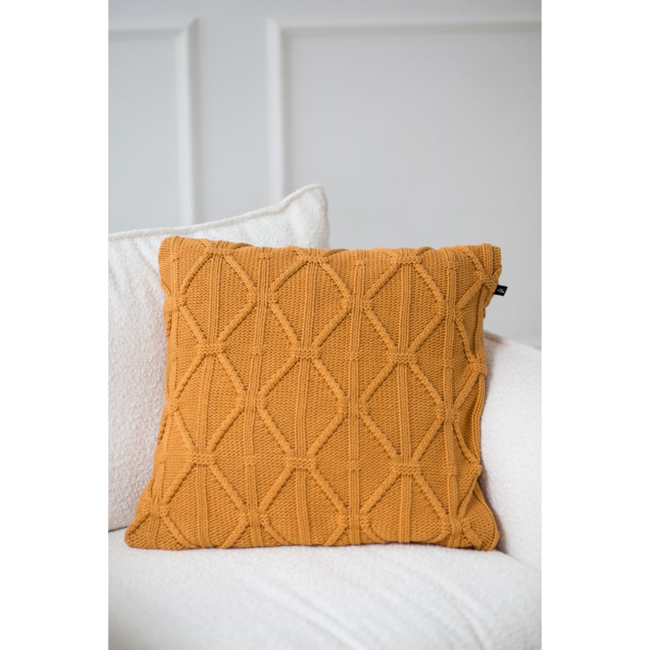 Poszewka brytyjska kwadratowa musztardowa, 50 x 50 cm, La Manta