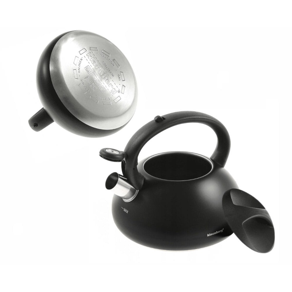 Czajnik stalowy z gwizdkiem czarny 2.7L KLAUSBERG