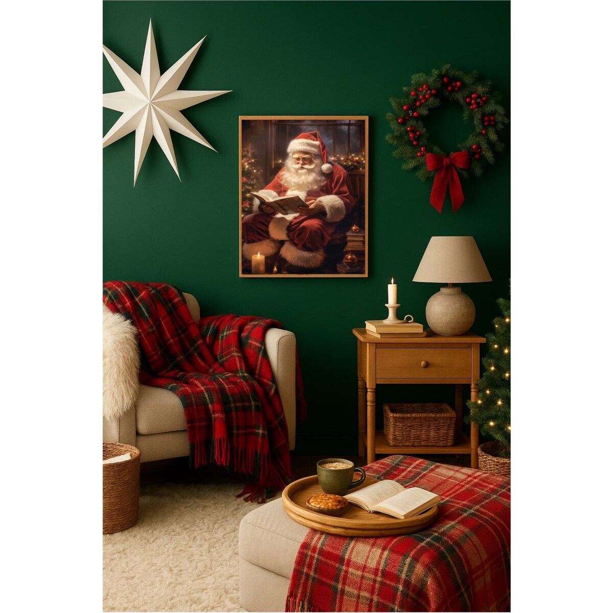 Poster Story, Plakat, Obraz - Święty Mikołaj z Książką, wymiary 60 x 84 cm