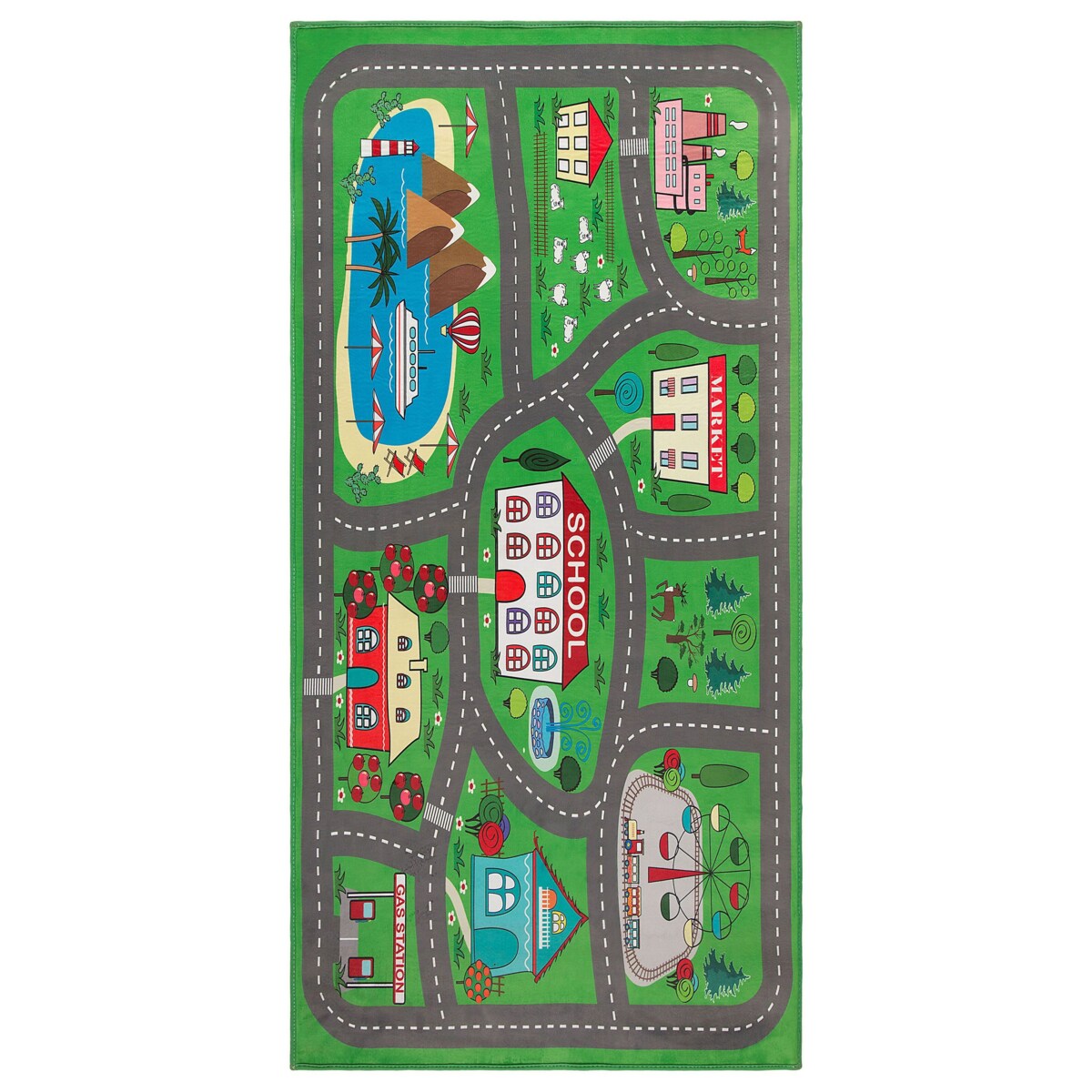 Dywan dziecięcy nadruk z miastem 80 x 150 cm TUTAK
