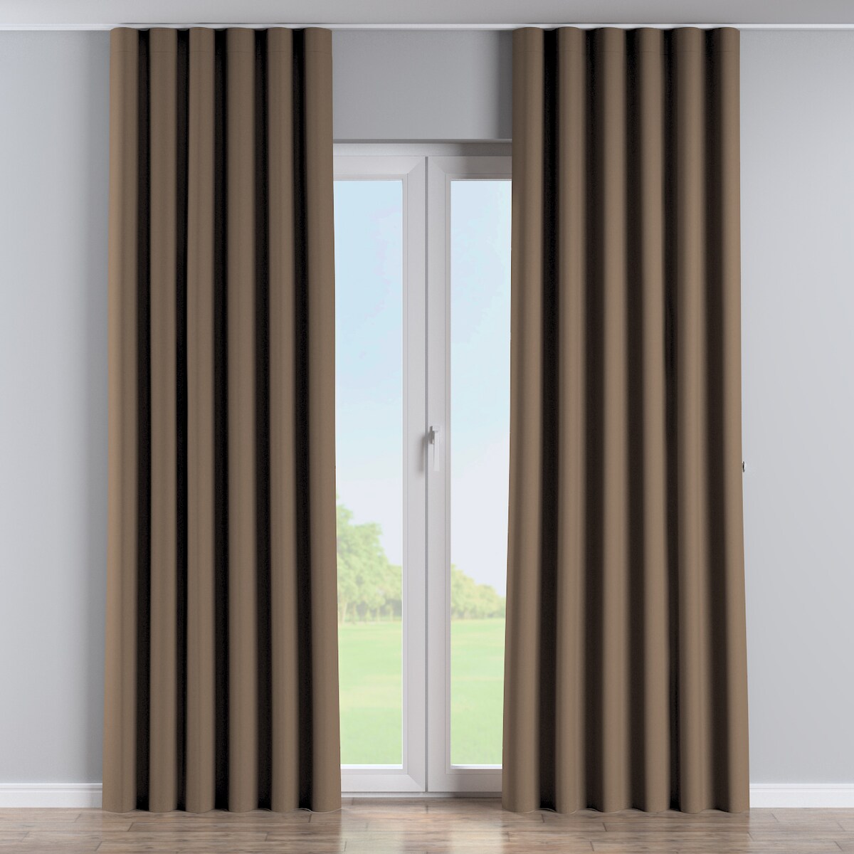 Zasłona na taśmie wave 130x260 brązowy, tył brązowy