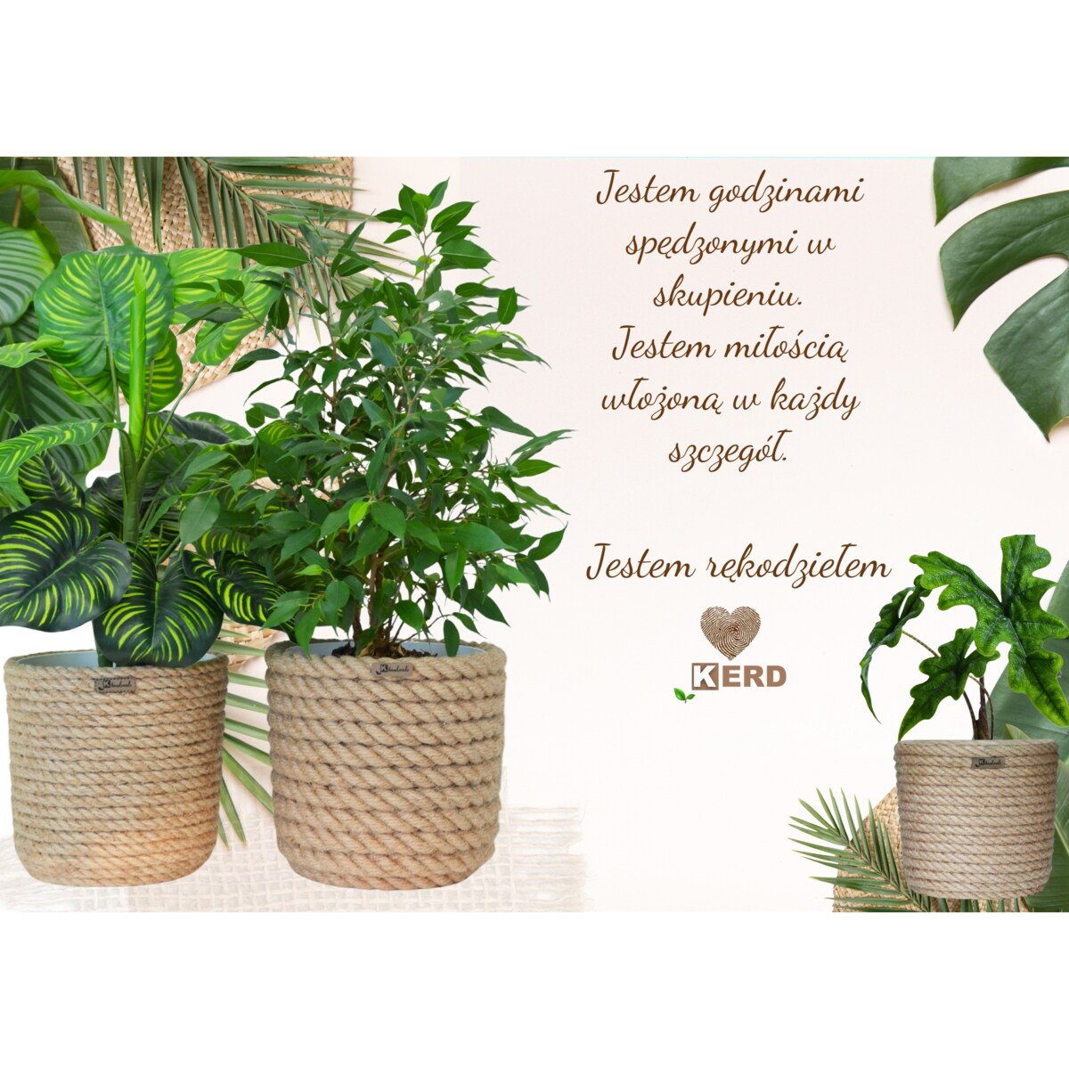 28 BOHO jutowa osłonka na doniczkę koszyk naturalny sznurek z trawy plecionej JUTA styl skandynawski etno loft wzór 28/200