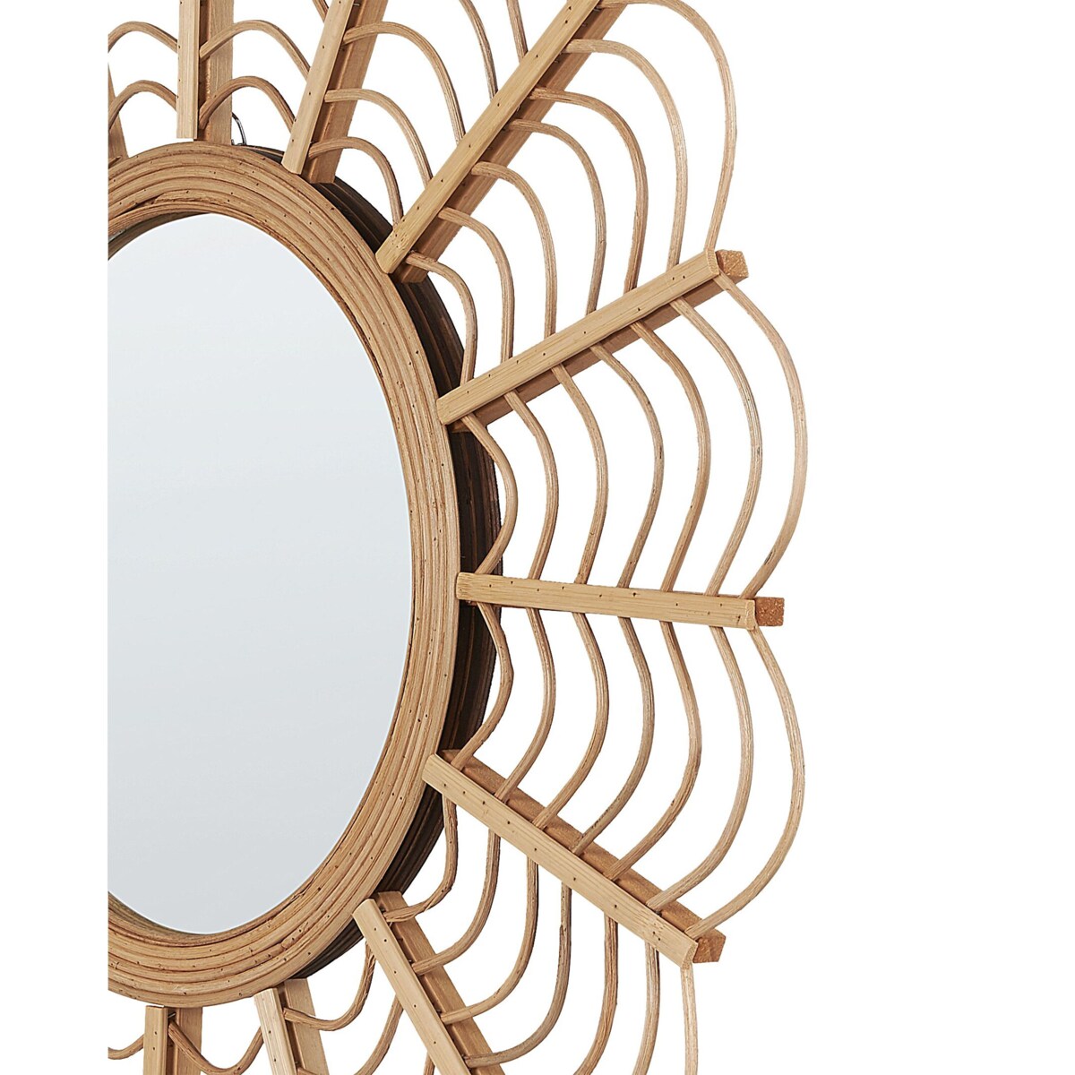 Bambusowe okrągłe lustro ścienne słońce ⌀ 60 cm naturalne TUMBIT