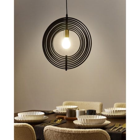 Lampa wisząca MURRELL Drewno topolowe Czarny