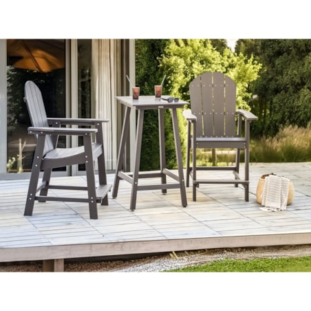 Stolik ogrodowy barowy ADIRONDACK 60 cm 59 cm Materiał syntetyczny Ciemnoszary