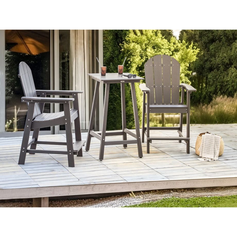 Stolik ogrodowy barowy ADIRONDACK 60 cm 59 cm Materiał syntetyczny Ciemnoszary
