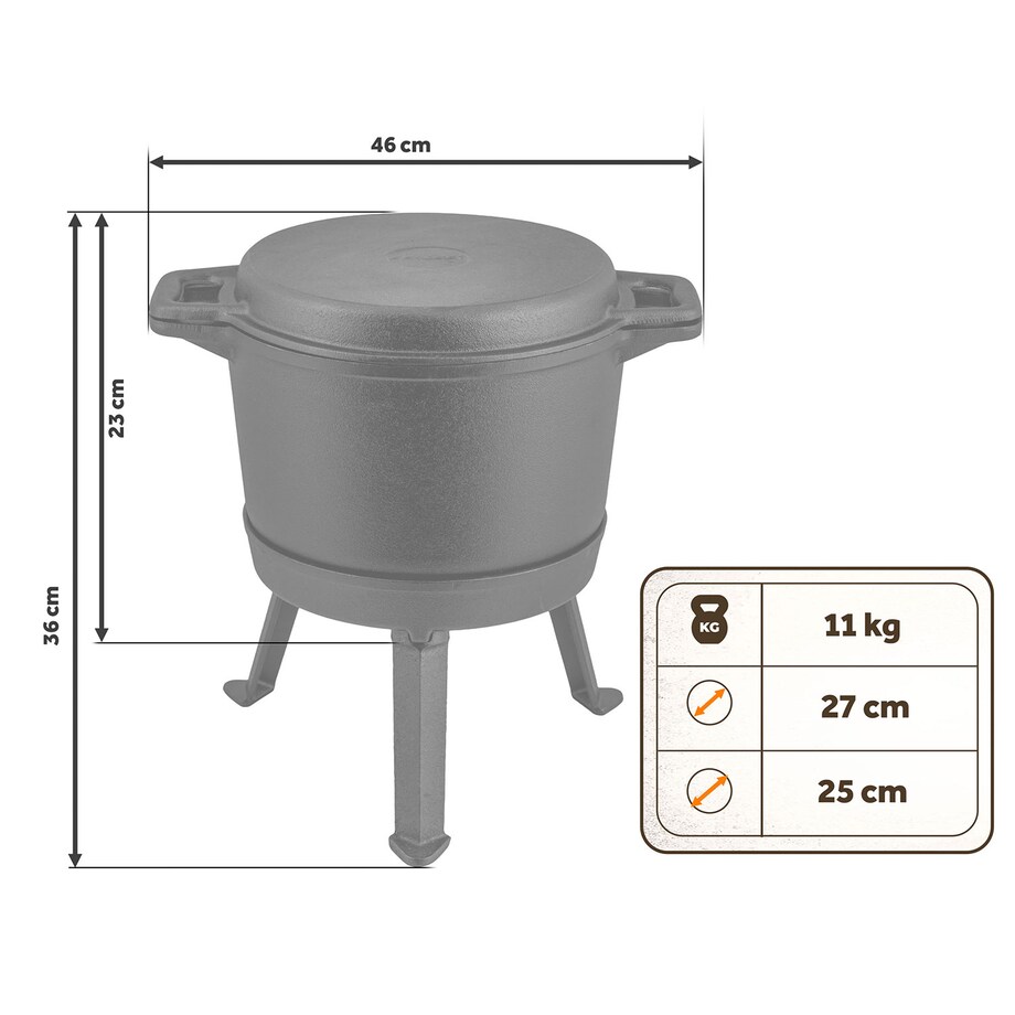 Kociołek żeliwny emaliowany Berdsen BD-480 garnek 8L stojący + patelnia grill + przepisy
