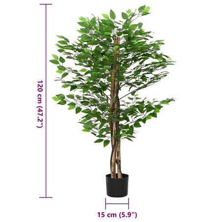 vidaXL Sztuczna roślina Ficus 788 liści 120 cm zielona