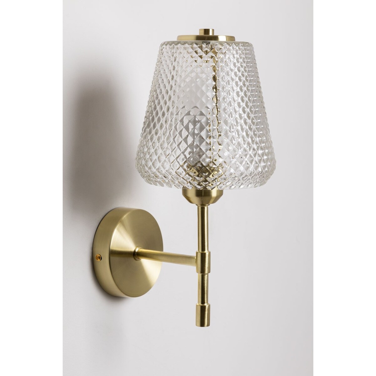 Kinkiet złoty ze szklanym kloszem Yulen