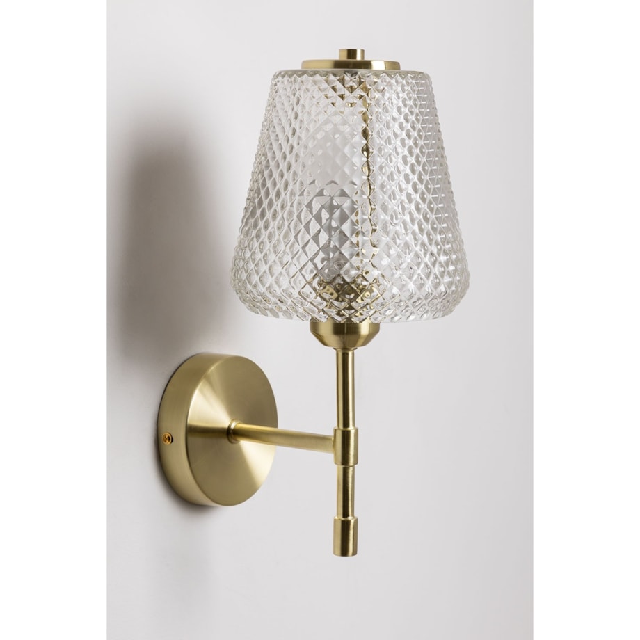 Kinkiet złoty ze szklanym kloszem Yulen