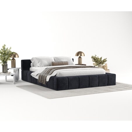 Łóżko tapicerowane MILOS 180x200 z pojemnikiem, Czarny, tkanina Terra NW 99