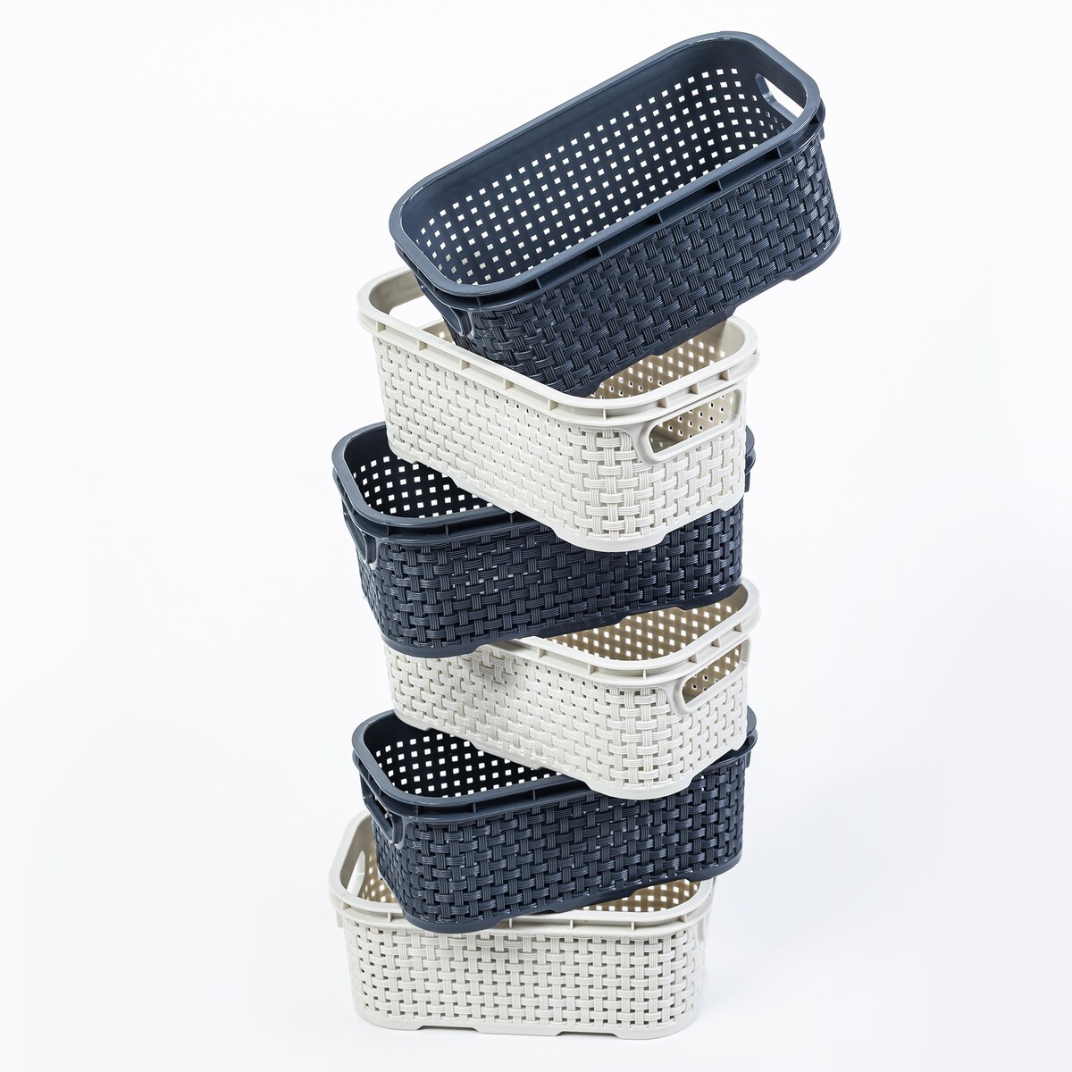 Koszyk Ratanowy Plastikowy 1 L Na Kosmetyki Do Łazienki Pudełko Pojemnik Rattanowy Biały