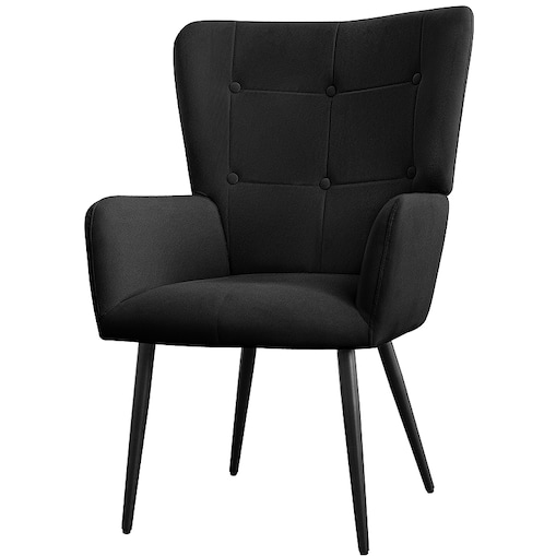 Fotel do salonu wypoczynkowy uszak czarny welurowy wygodny tapicerowany