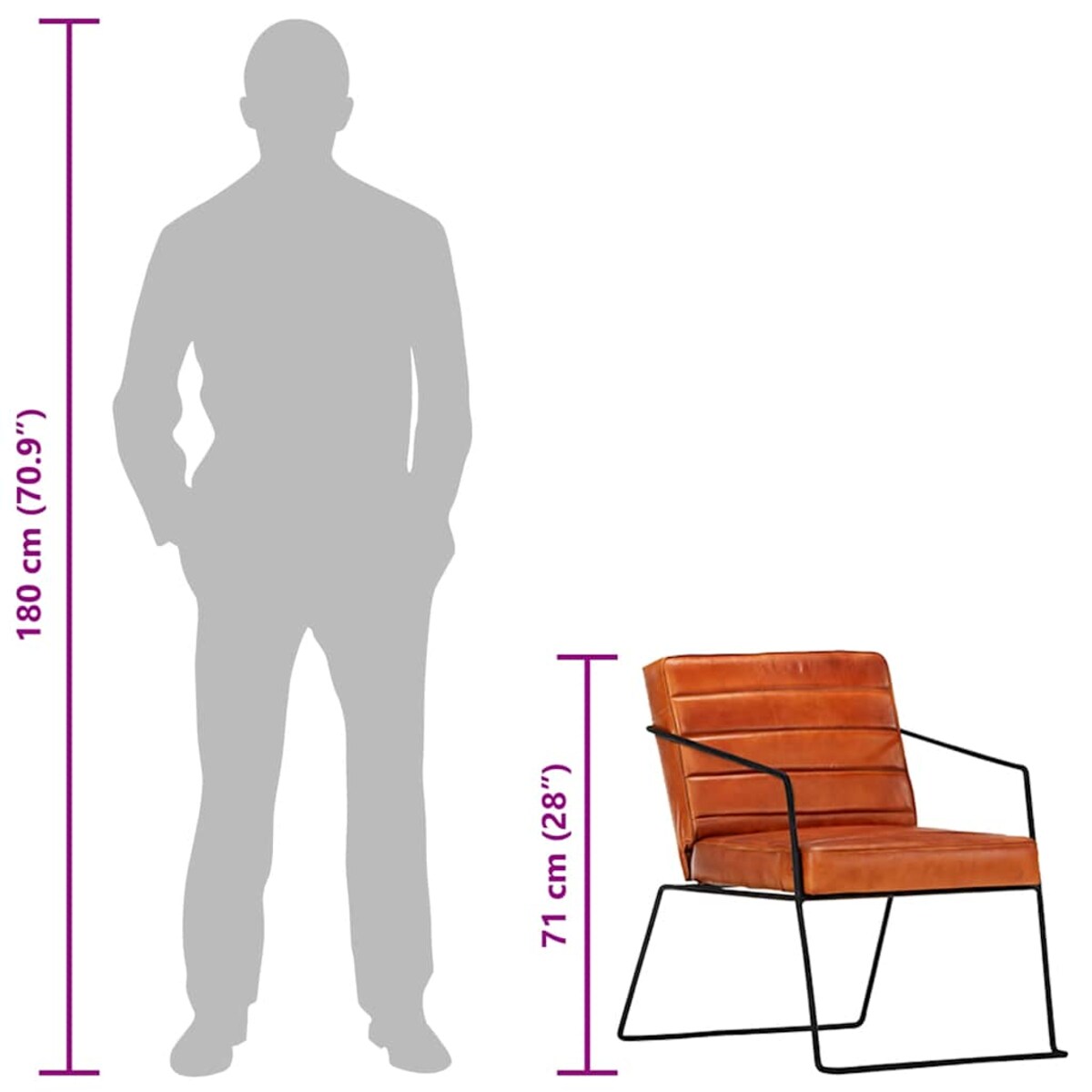 vidaXL Fotel, jasnobrązowy, skóra naturalna