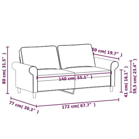 vidaXL Sofa 2-osobowa, ciemnoszara, 140 cm, tapicerowana tkaniną