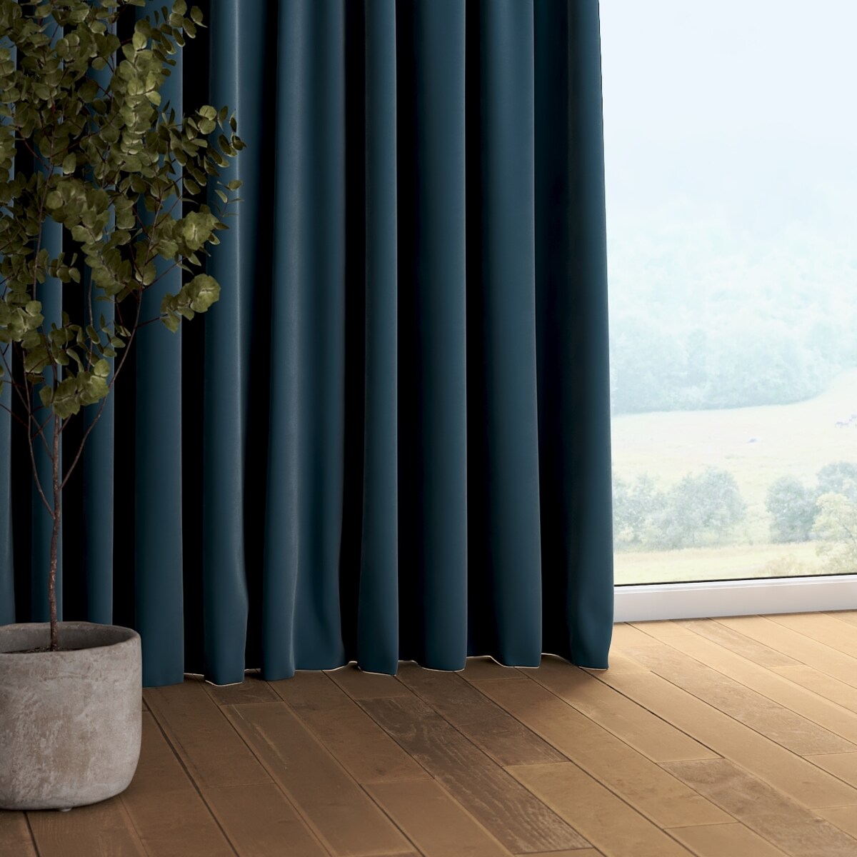 Zasłona na taśmie marszczącej 1 szt. 130x245 pruski błękit