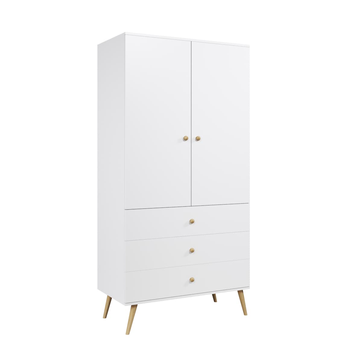 Szafa z szufladami i drążkiem w stylu Boho - Biała