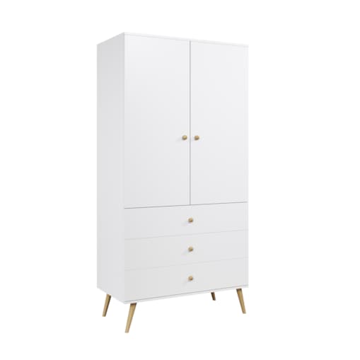 Szafa z szufladami i drążkiem w stylu Boho - Biała