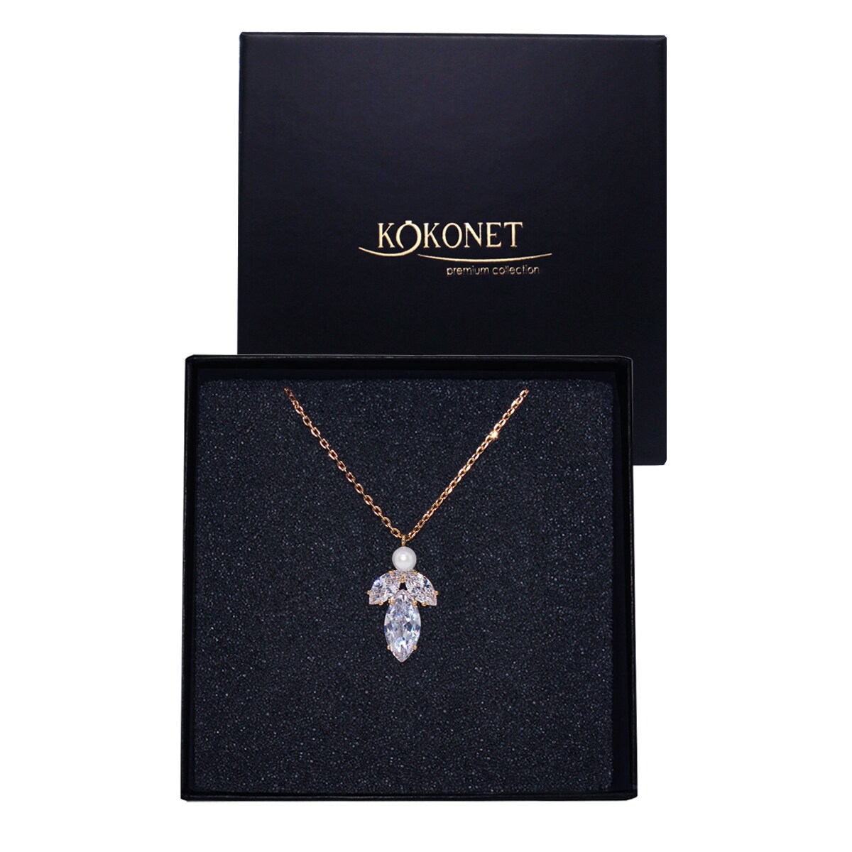 Złoty naszyjnik z cyrkoniami i perłami listki BOHO glam ŚLUB okazja TREND