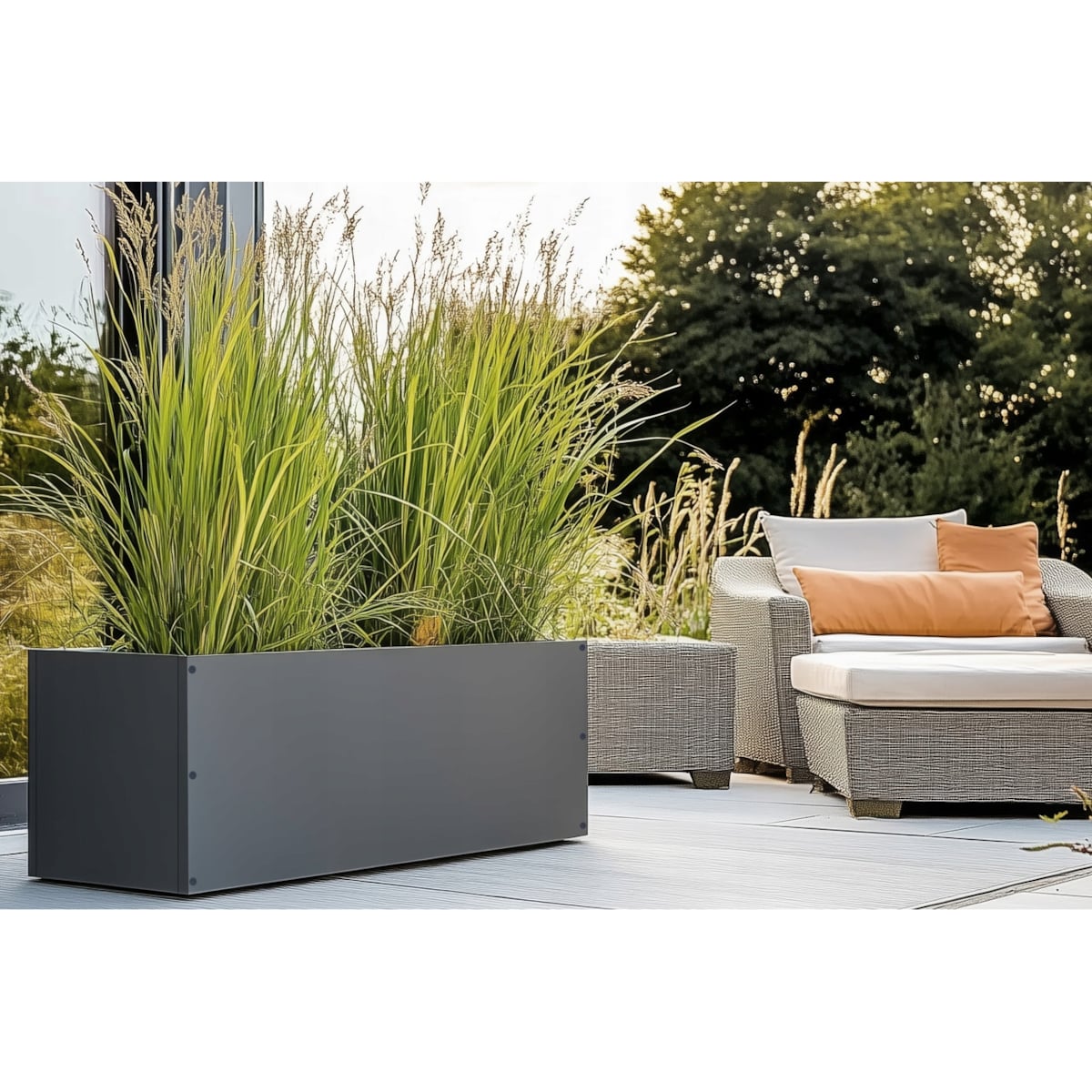 Donica ogrodowa metalowa 180x50x50RAL7016 antracyt