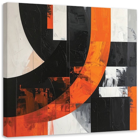 Obraz do salonu pokoju biura, Abstrakcja kształty czarno pomarańczowy