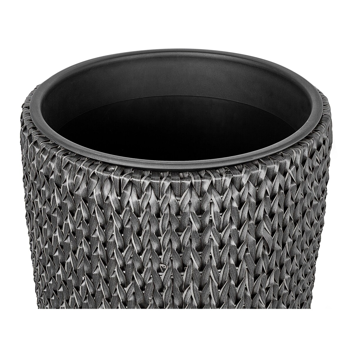 Zestaw 2 doniczek na kwiaty z technorattanu czarny CEDRUS
