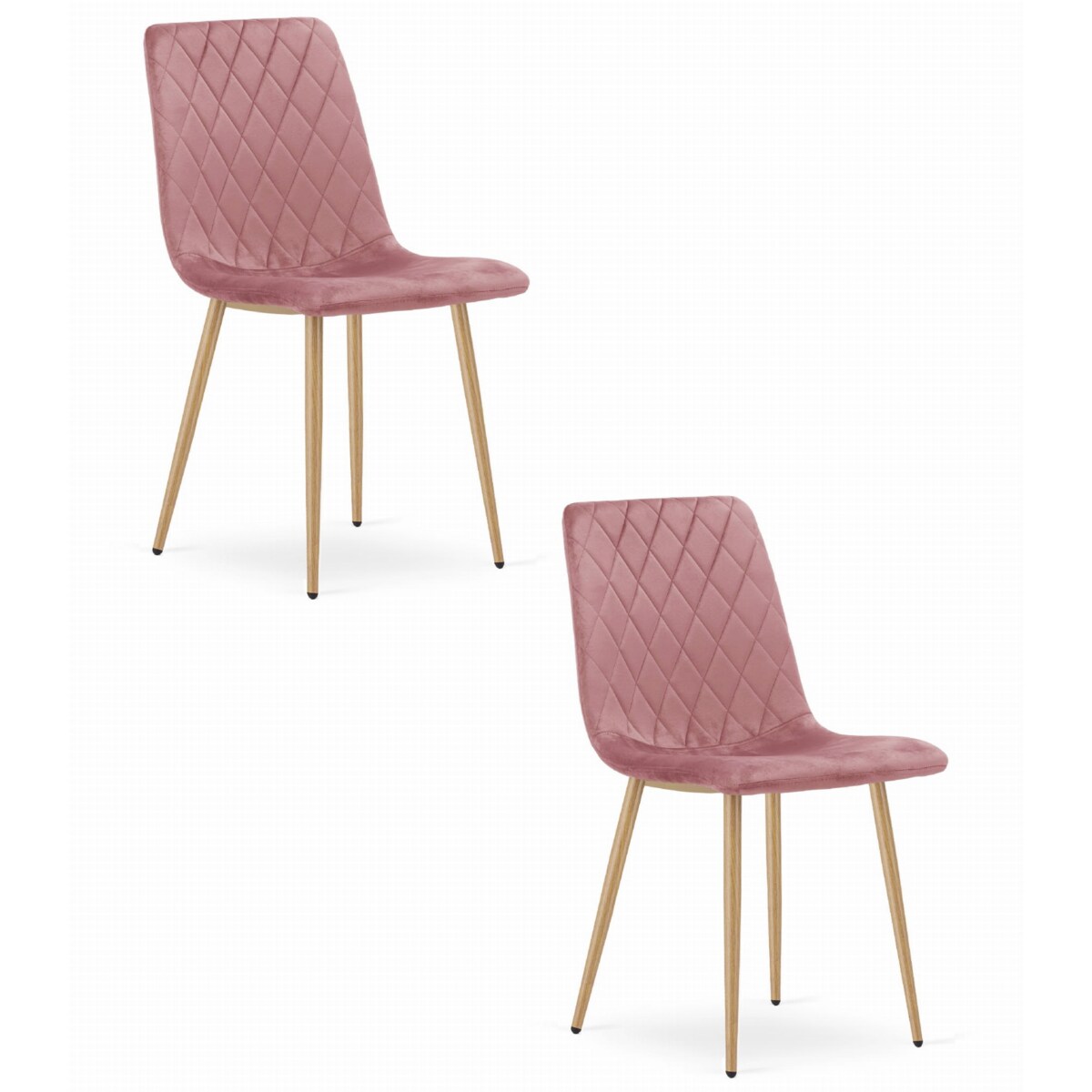 Krzesło Do Jadalni Kuchni Salonu Turin - Różowy Aksamit / Nogi Kolor Drewna X 2
