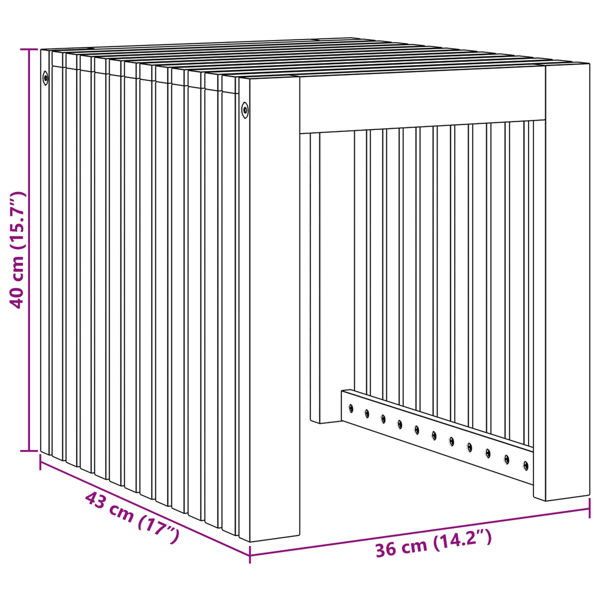vidaXL Stolik Ogrodowy 43x36x40 cm z Litego Drewna Tekowego