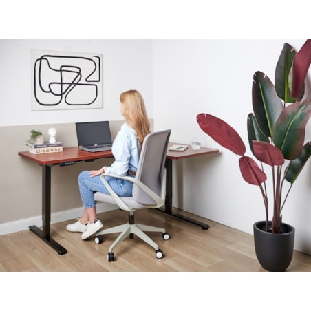 Biurko regulowane Elektryczny Prawostronny Ciemne drewno DESTINES