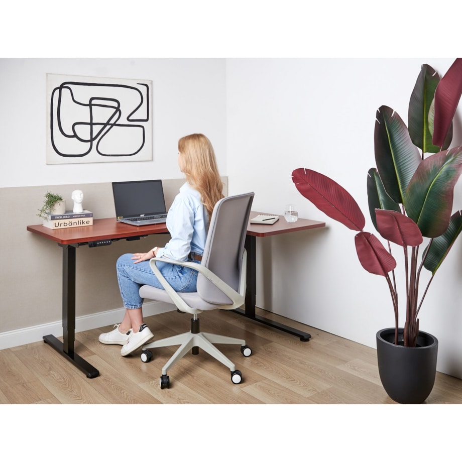 Biurko regulowane Elektryczny Prawostronny Ciemne drewno DESTINES