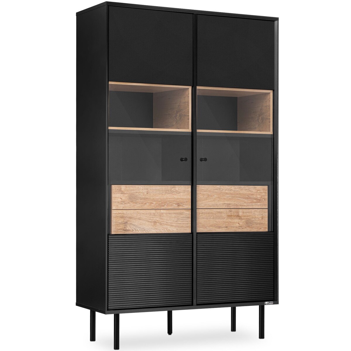 KONSIMO LOFTY Witryna dwudrzwiowa w stylu loft na wysokich nogach