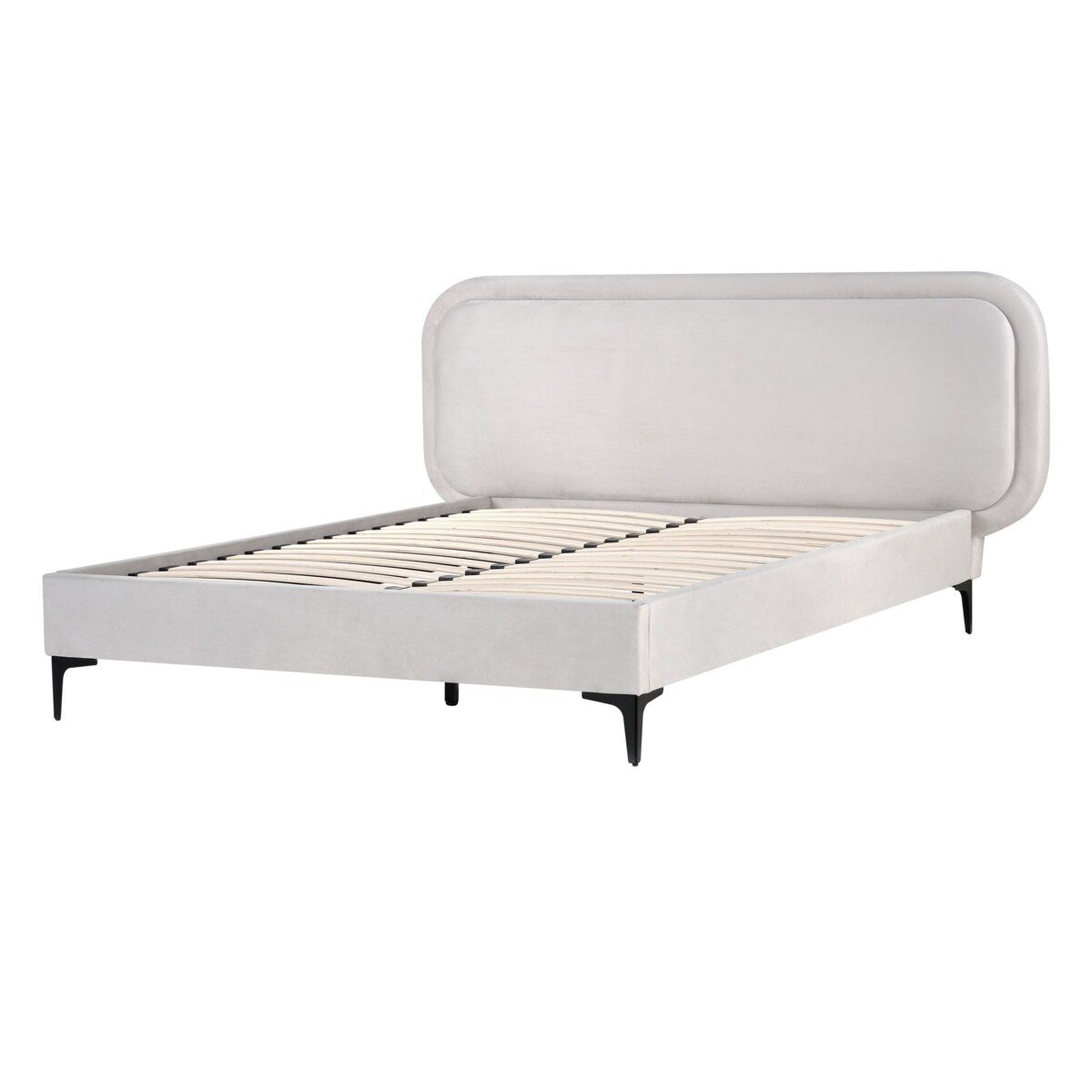 Łóżko Welur SUZETTE 140 x 200 cm Jasnoszary