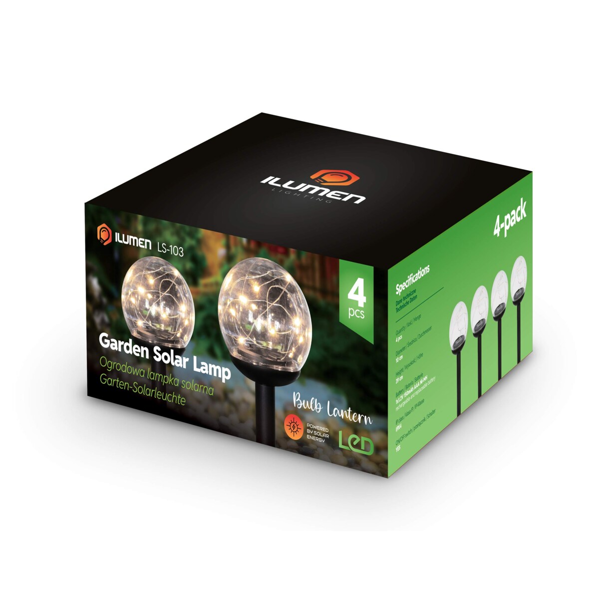 Lampa solarna ogrodowa kula led Ilumen 4szt.