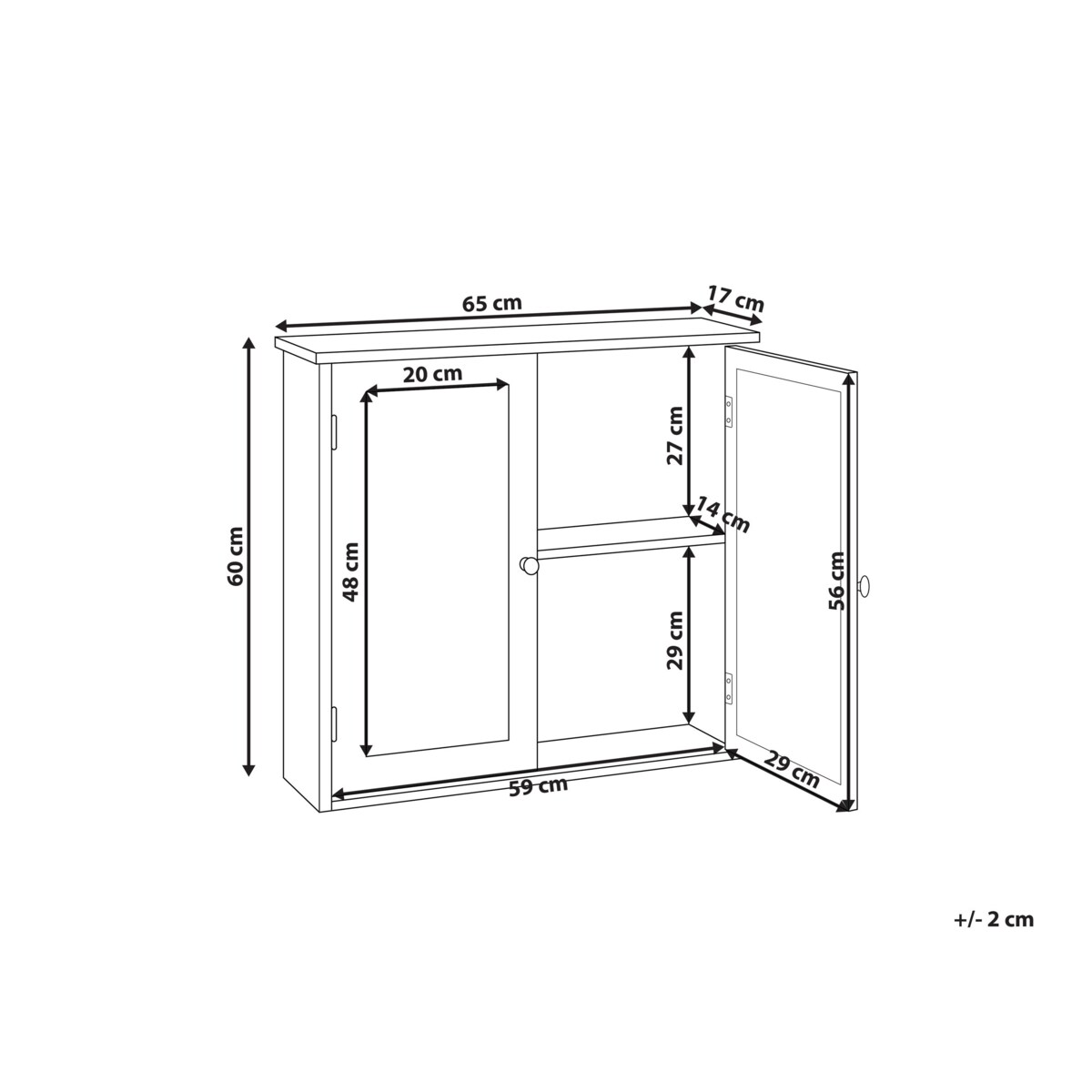 Szafka wisząca łazienkowa z lustrem ALAMOS 65 cm 60 cm Biały