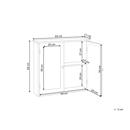 Szafka wisząca łazienkowa z lustrem ALAMOS 65 cm 60 cm Biały