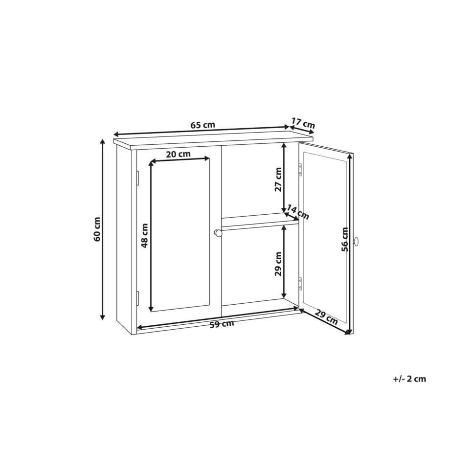 Szafka wisząca łazienkowa z lustrem ALAMOS 65 cm 60 cm Biały