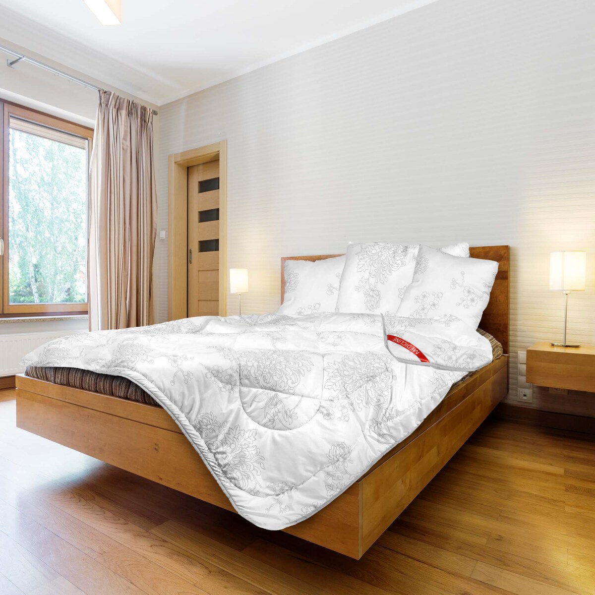 Kołdra Antyalergiczna Całoroczna Drukowana Silikon 200X220 Cm Wzór Kwiaty