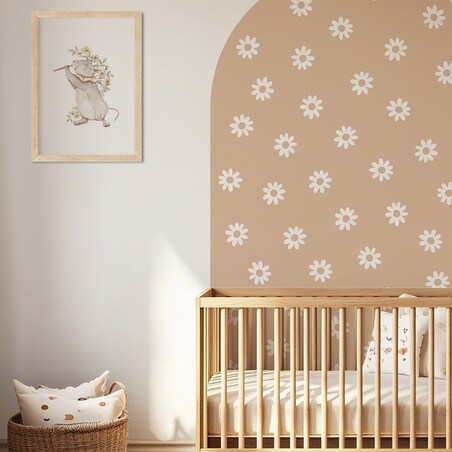 Naklejka na ścianę łuk beżowy - stokrotki XL
