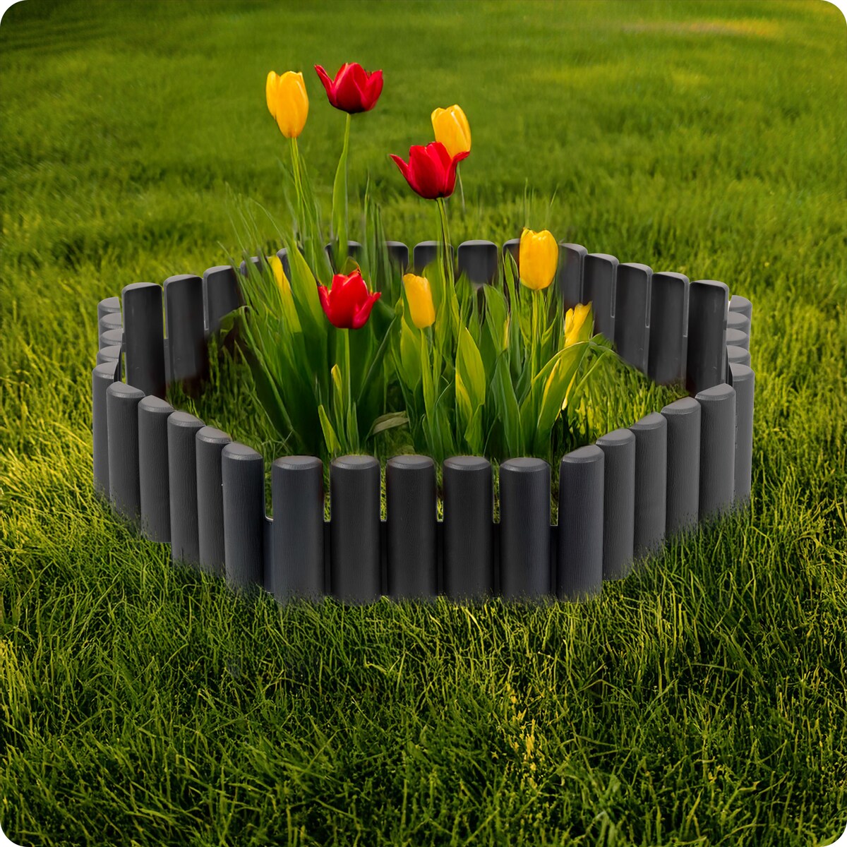 Palisada ogrodowa obrzeże ogrodowe trawnikowe szare Plonos tworzywo płotek 220 cm