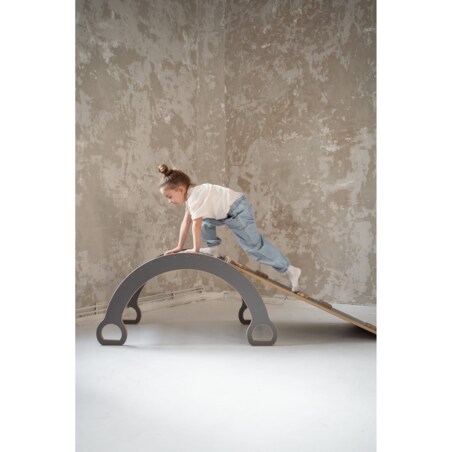 DUŻY bujak montessori + DUŻA zjeżdżalnia CHMURKI - szary