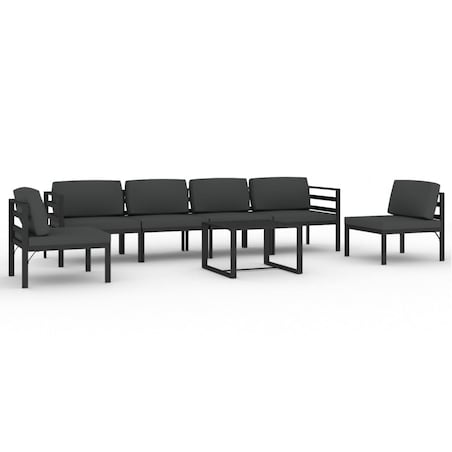 vidaXL 7-cz. zestaw mebli ogrodowych, poduszki, aluminium, antracyt
