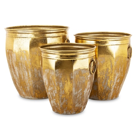 Osłonka metalowa 3 szt. 43,5x41x41 i 39x36x36 i 36x31x31 cm ANVLOP-2 złota