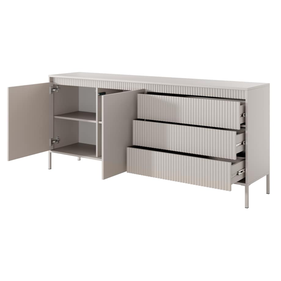 Komoda 187 2D3S ENSO ryflowana, beżowa