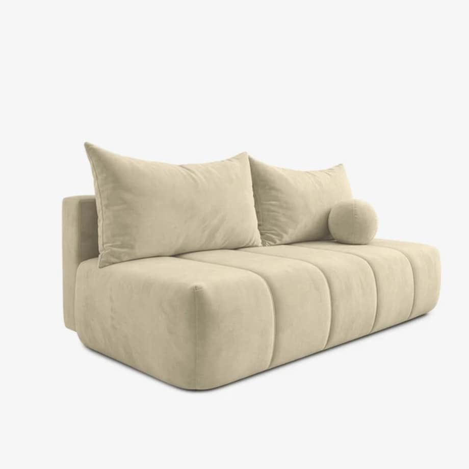 Sofa rozkładana 2-osobowa z funkcją spania do salonu kremowa SARIA