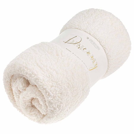 KOC BUKLA NARZUTA PLED NA ŁÓŻKO 80x160 CM KREM CIEPŁY MILUTKI BOUCLE