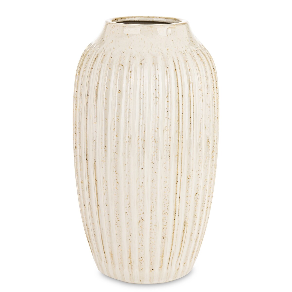 Osłonka wazon ceramiczny prążkowany 31x16x16 cm FIBI-2 biały