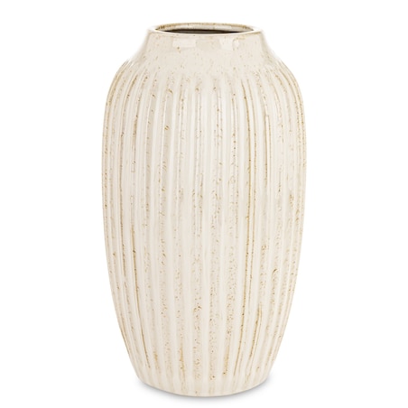 Osłonka wazon ceramiczny prążkowany 31x16x16 cm FIBI-2 biały