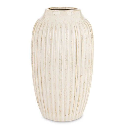 Osłonka wazon ceramiczny prążkowany 31x16x16 cm FIBI-2 biały