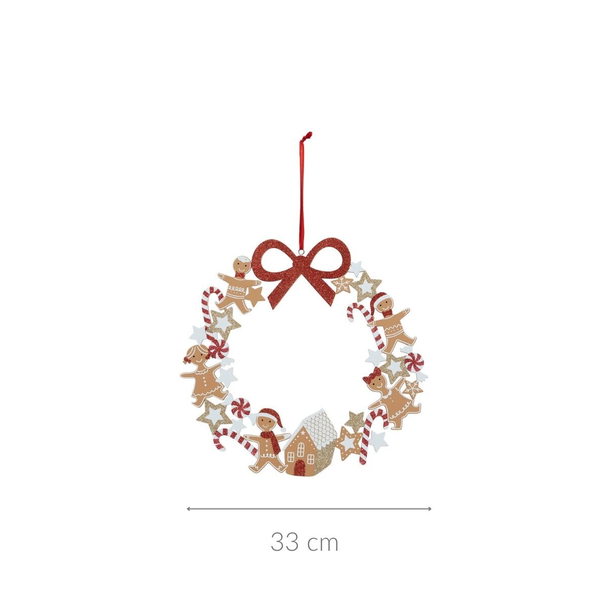 Drewniany wieniec świąteczny w pierniczki, Ø 33 cm