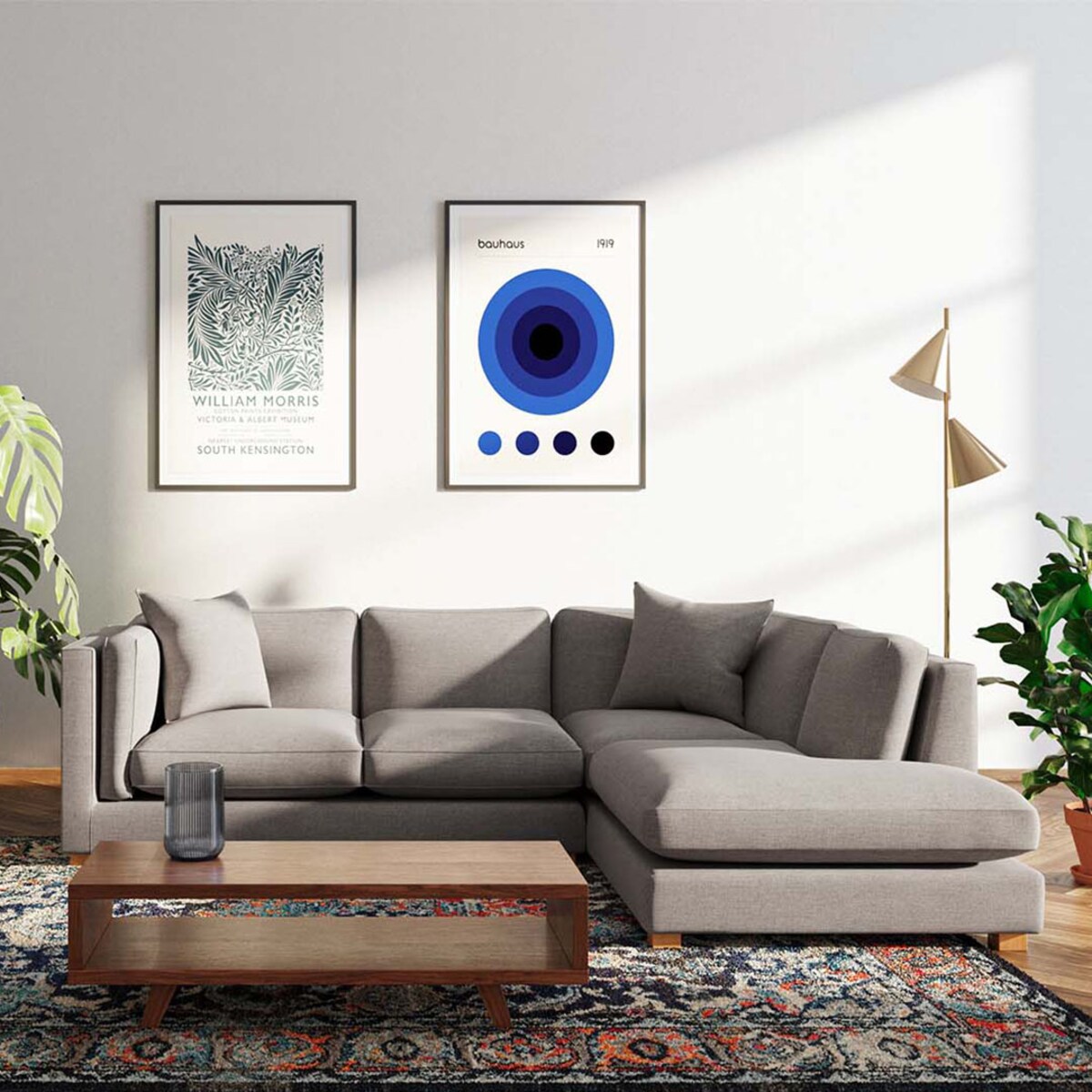 Pomo sofa narożna prawa Jasnoszara